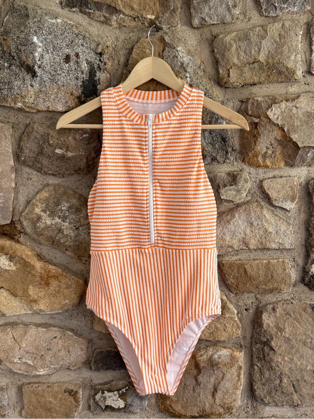 Splendid orange stripe bathing suit medium